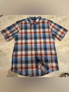 Marmot Plaid Short Sleeve Button Down Shirt Men’s M Outdoor Hiking